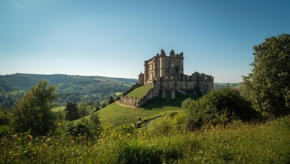 Fototapeta premium Ancient fortress remnants in Veliko Tarnovo, emphasizing historical conservation, former Bulgarian capital