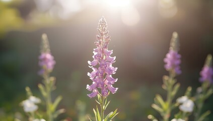 Obraz premium Angelonia angustifolia, the summer snapdragon, is a flowering perennial plant, valued for its vibrant summer blooms