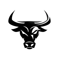 Bold black bull head silhouette design for business and graphic resource