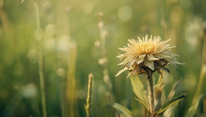 Detailed view of a dried wildflower in a natural environment suitable for background or layout design