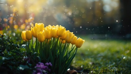 Fresh yellow tulips during spring, ideal for seasonal floral arrangements