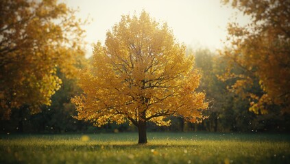 Colorful leaf-covered trees during fall, seasonal change, Earth Day