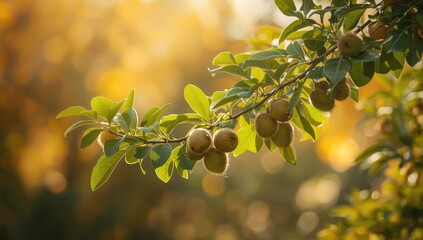 Actinidia deliciosa branch with fruit, used for evaluating harvest readiness in fruit production