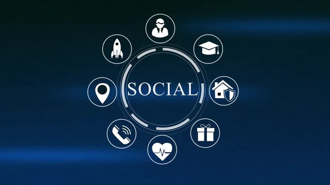  Hexagon Network Social Concept With Icons 4K video animation