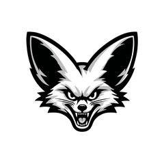 Bold monochrome fox head illustration with sharp features for graphic design