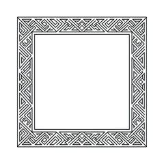 Ornate black and white square frame with intricate border design.