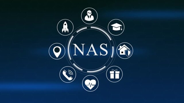  Hexagon Network Nas Concept With Icons 4K video animation