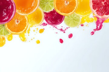 Juice Explosion: Colorful Droplets in Negative Space