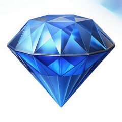 A brilliant blue diamond gemstone with sharp facets isolated on white background