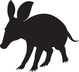 Aardvark Animal Silhouette Vector on Transparent Background