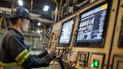 Technician responds to visual and audible alerts on control panel showcasing proactive measures for operator safety during continuous rolling processes.