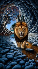 Lion in the cave