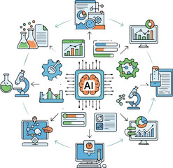 AI Optimizing Scientific Workflow and Research Processes Illustration