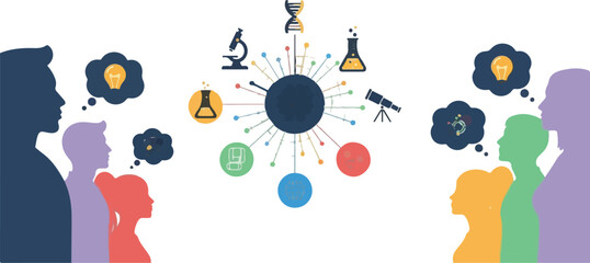 AI Supporting Interdisciplinary Scientific Research Collaboration Illustration