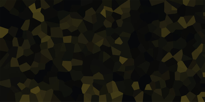 Geometric abstract background with irregular polygonal shapes in dark tones of black and olive green creating a mosaic-like pattern with subtle light variations
