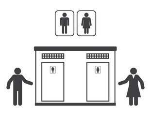  toilet building with person man and woman sign icon