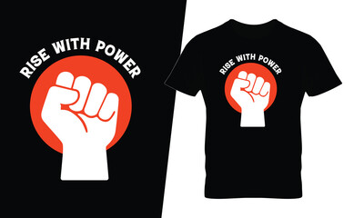 Motivational Rise With Power Typography with Raised Fist Illustration