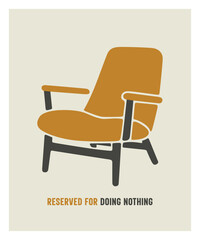 Minimalist Mid Century Modern Armchair Illustration for Interior Design
