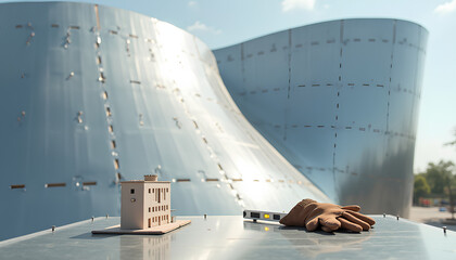 A high-resolution macro texture of riveted steel with a sky reflection, a versatile asset for design projects and backgrounds.