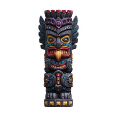 Vibrant ancient tribal totem pole illustration, a powerful symbol of indigenous heritage and mystical cultural legacy