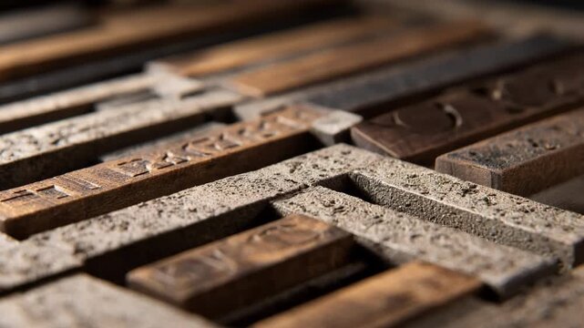 Medium shot highlighting sunken 3D engraving on panels featuring recessed patterns that create shadowed dimensional effects on flat surfaces.