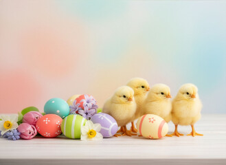 Poussins et &oelig;ufs de P&acirc;ques, magie du printemps