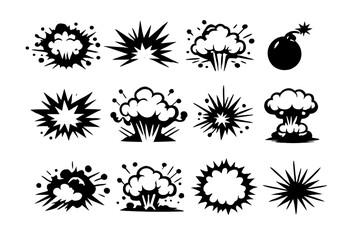 Explosion and Impact Effects Collection on Black Background © Andrei