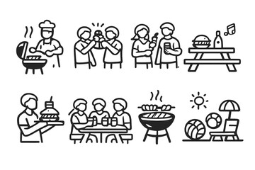 Barbecue and picnic icons collection