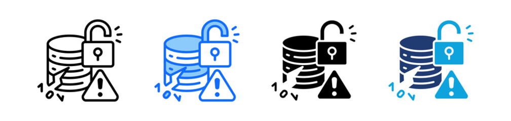 Fototapeta premium Data Leakage Icon Set Multi Style Vector Illustration