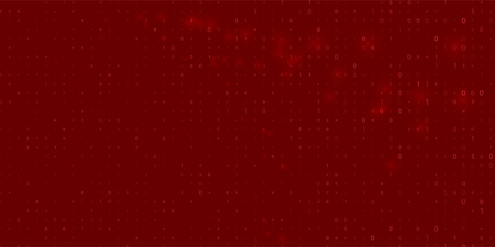 Abstract Red Binary Software Programming Code Background. Malicious Hack Malware Ransomware Concept. Data Leak Breach.