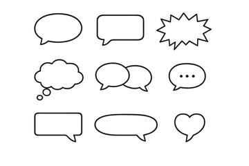 Collection of speech bubble icons on grey background