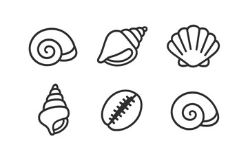 Fototapeta premium Collection of minimalist shell icons on a gradient background