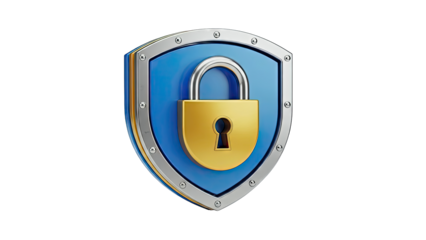 Golden Padlock on a Blue Shield with Silver Border