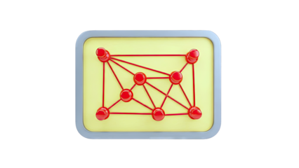 Network Graph Icon with Red Nodes and Connecting Lines