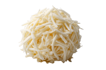 Shredded white cheese ball against a black background food dairy, Png, Isolated on Transparent Background, Cut Out