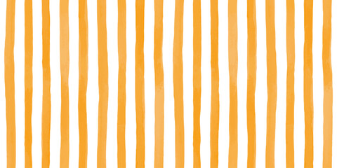Beautiful seamless pattern with Orange yellow watercolor stripes. hand painted brush strokes, striped background. Vector illustration.