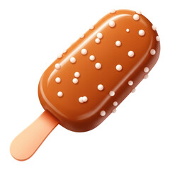 Colorful ice cream bar with white sprinkles on a stick isolated on transparent background