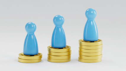 Blue Game Pieces: On Coin Stacks of Increasing Height
