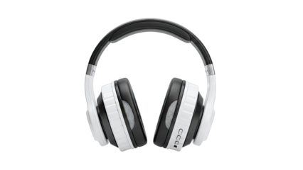 White and Black Headphones Isolated on White Background