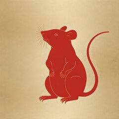 Year of the Rat Chinese Zodiac Illustration on Golden Background. 