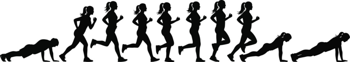 Fitness Workout Silhouettes Vector: People Exercising and Gym Training Set