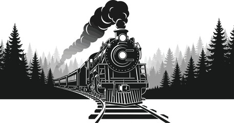 Railroad Steam Silhouette Vector © Ashes Studio