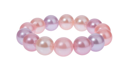 Bracelet of large, lustrous, colorful, spherical beads, floating against black