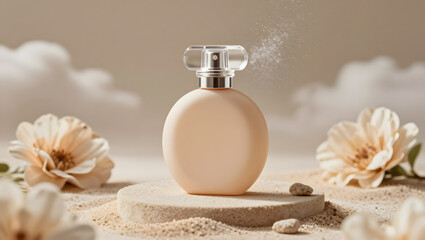 A Perfume Bottle on a Floral Backdrop