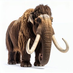 Obraz premium Majestic woolly mammoth with elaborate details standing on a pristine white backdrop