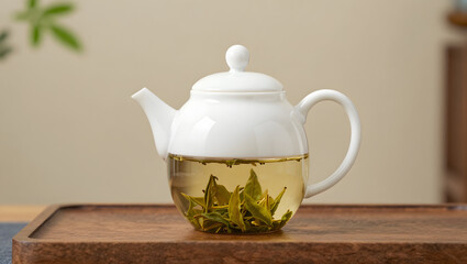 Tea Time with Traditional Porcelain Teapot