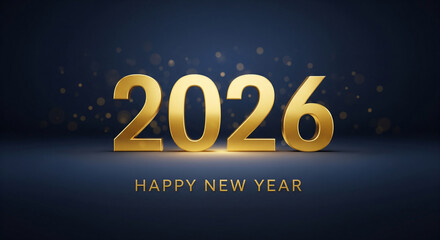 The image presents a celebratory greeting card for the year 2026