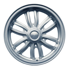 Obraz premium Silver alloy wheel isolated on transparent background with sleek design
