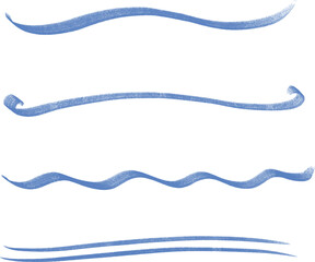 ざらつきのある青い水性ペンタッチのラインセット　Adobe Illustrator Artwork