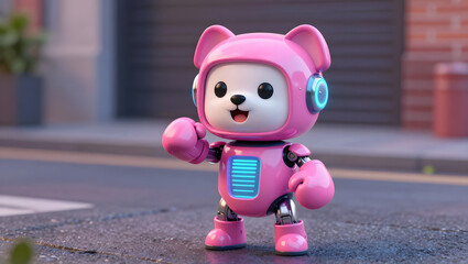 Pink Robotic Bear